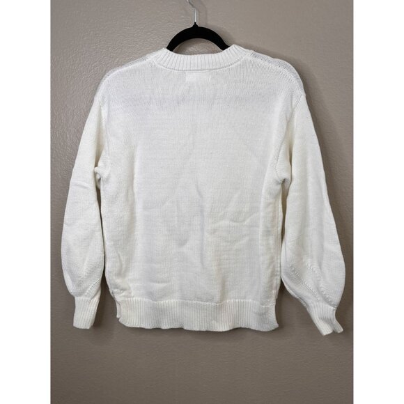 Jessica Simpson Women’s Cream Knit Sweater Small Crewneck Style Cotton Blend - Picture 3 of 7